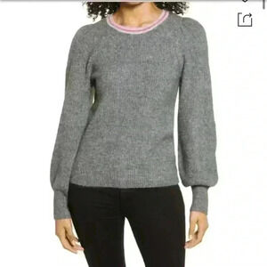 Halogen Grey Dark Heather Blouson Sleeve Sweater